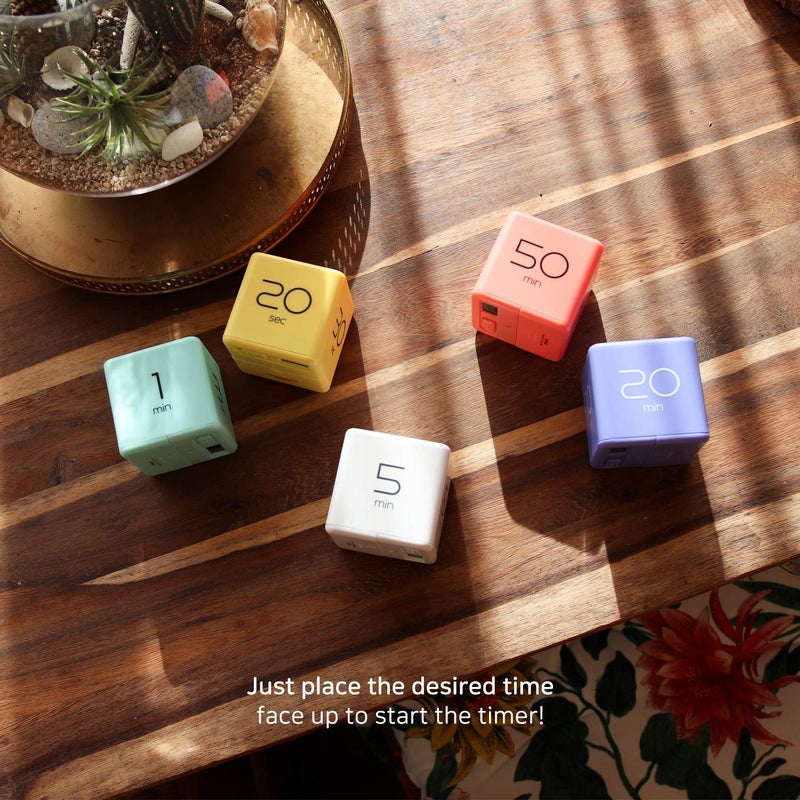 mooas Cube Timer (Coral), Timers Cube Flip Block Timers Productivity Gravity Sensor Time Management for Kids ADHD Classroom Kitchen Desk Workout Cooking Study 10, 30, 50, 60 min Timer Setting - Image 5